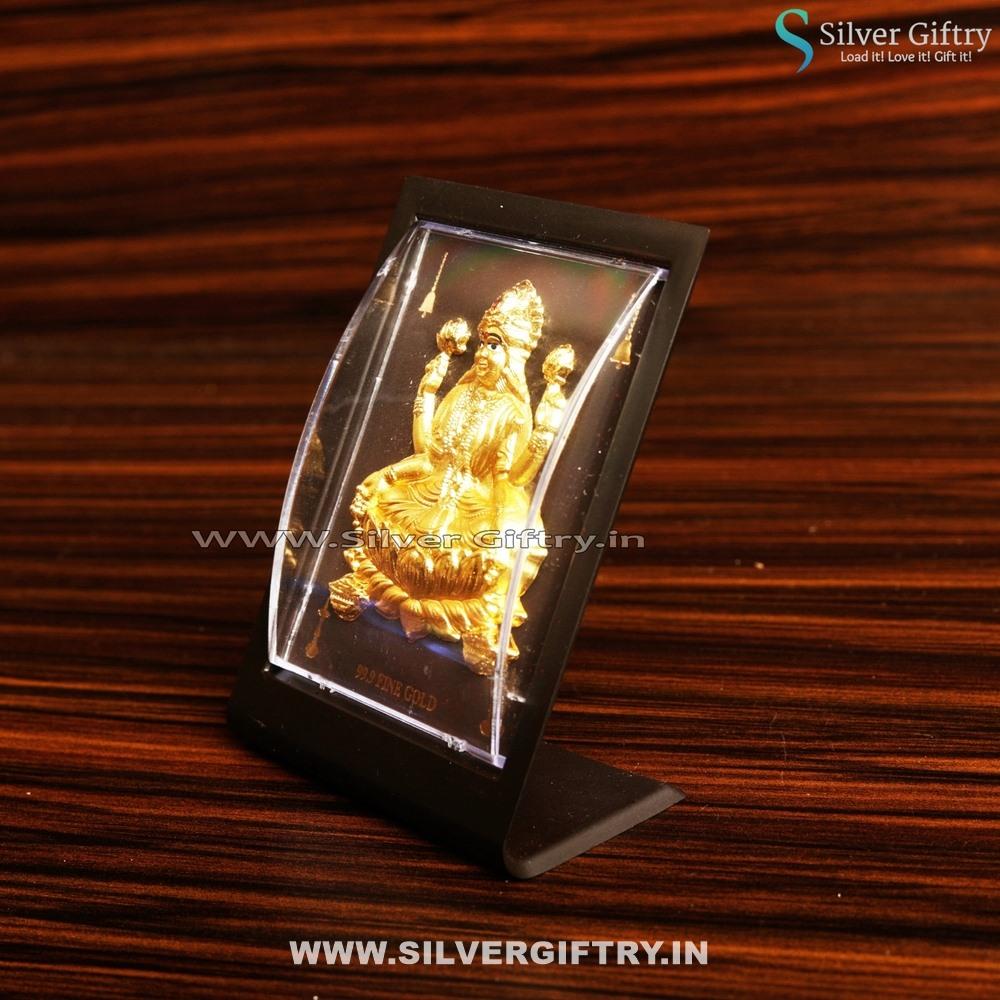 Lakshmi 4" Pure Silver Foli Frame 99.9 Gold Touch | Silver Giftry | SGT20K401