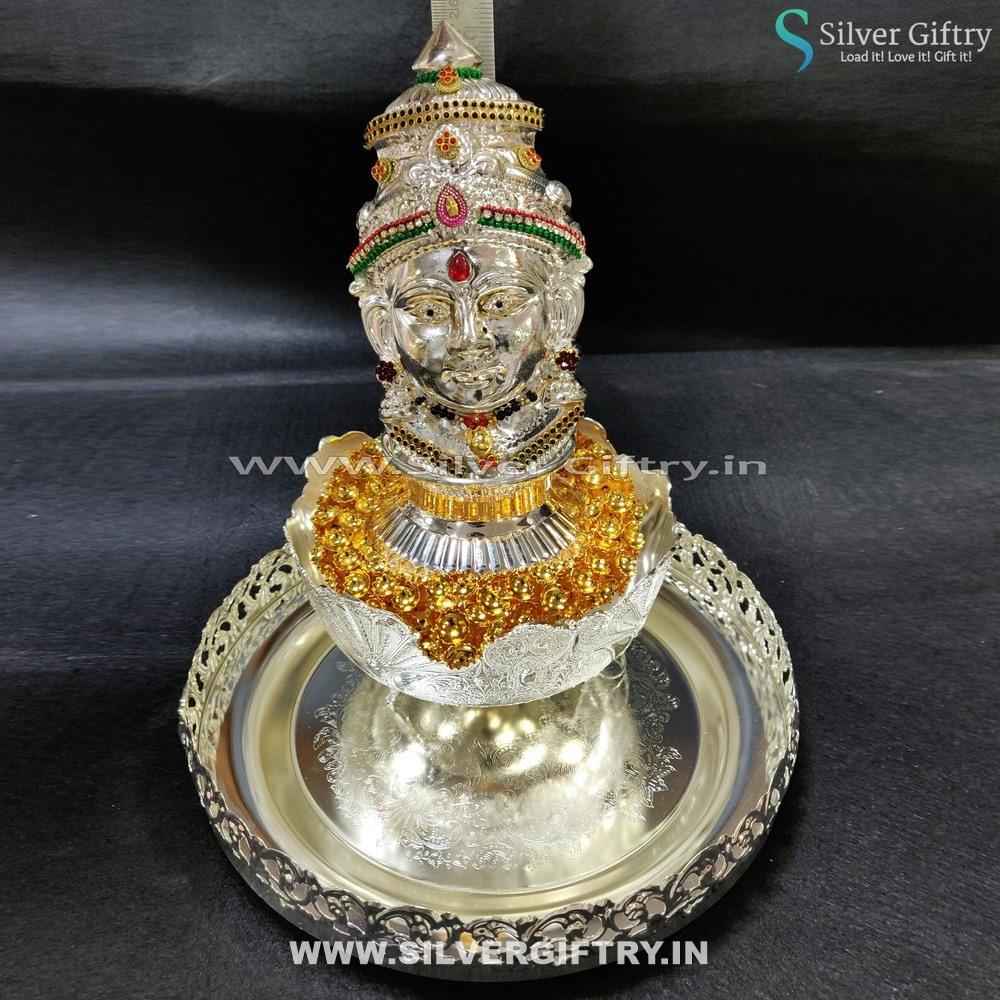 Lakshmi Bowl Pooja Set With Mala | Silver Giftry | SGT20K402