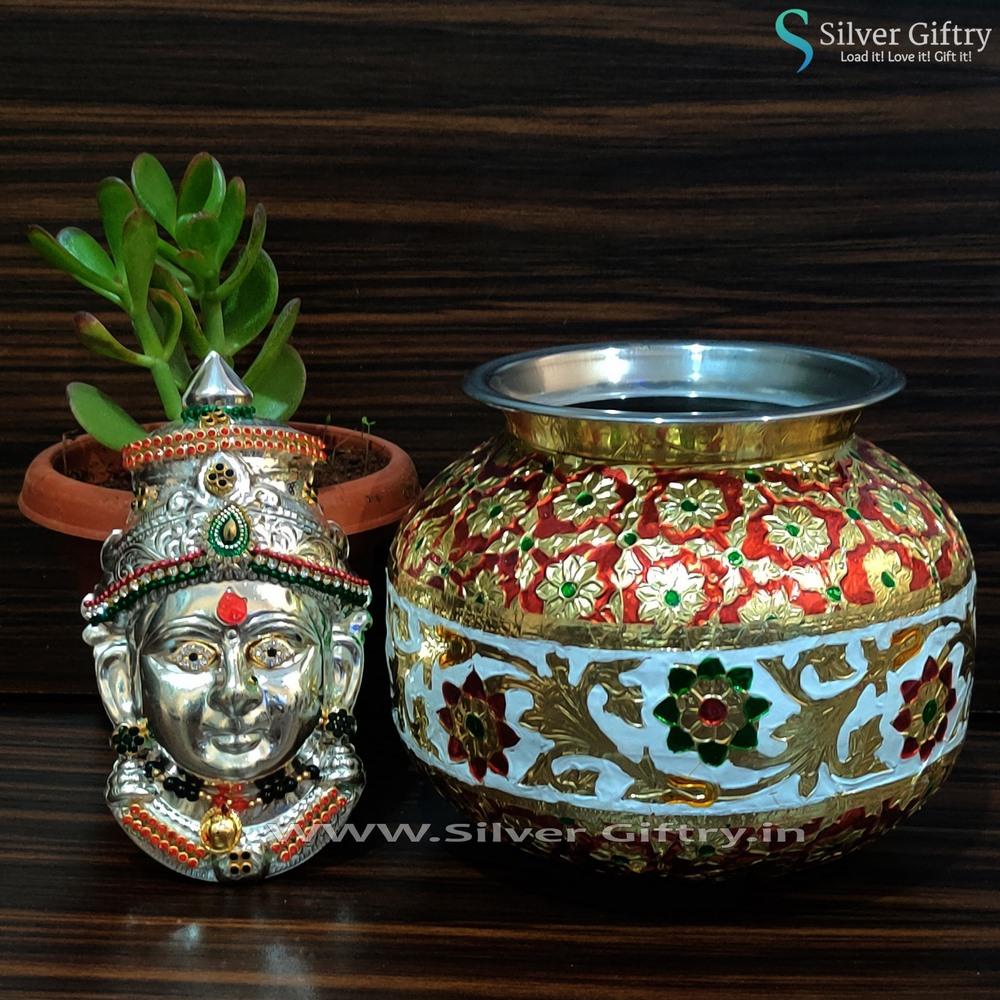 Meenakari Kodapana 6" With Lakshmi 5" | Silver Giftry | SGT20K417