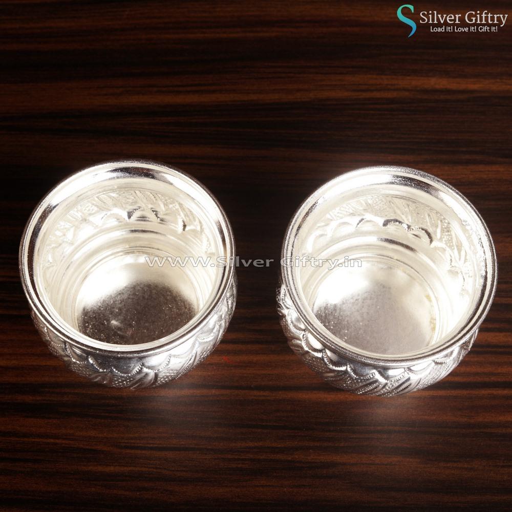 Pair of German Silver Kumkum Bowl With Leg | Silver Giftry | SGT20K427