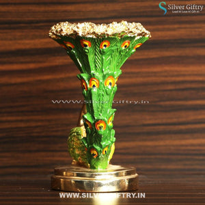 Peacock Candle Stand Gold and Green Antique Gift | Silver Giftry | SGT20K430