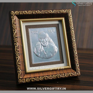 Sai Baba Silver Wood Frame | Silver Giftry | SGT20K464