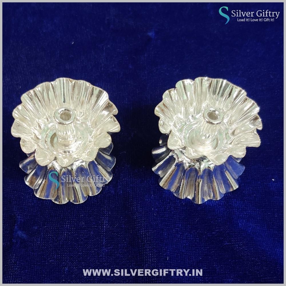 German Silver washable devadas fancy Deepam pair | Silver Giftry | SGT20K491