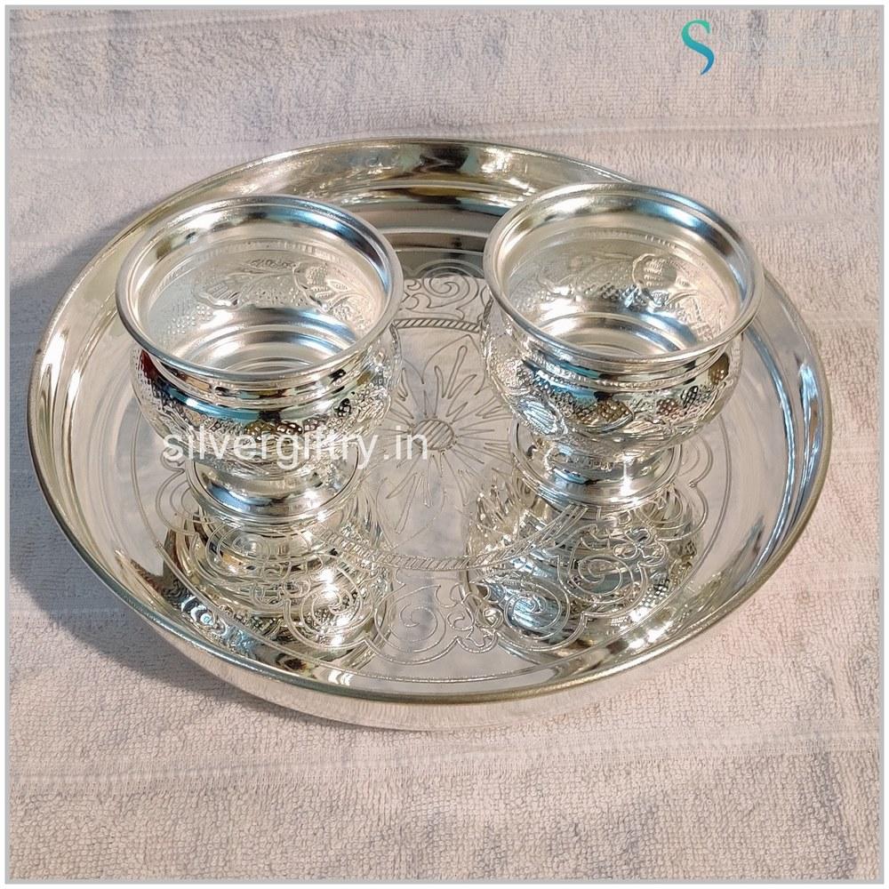 8" German Silver Pooja thali | Silver Giftry | SGT20K507