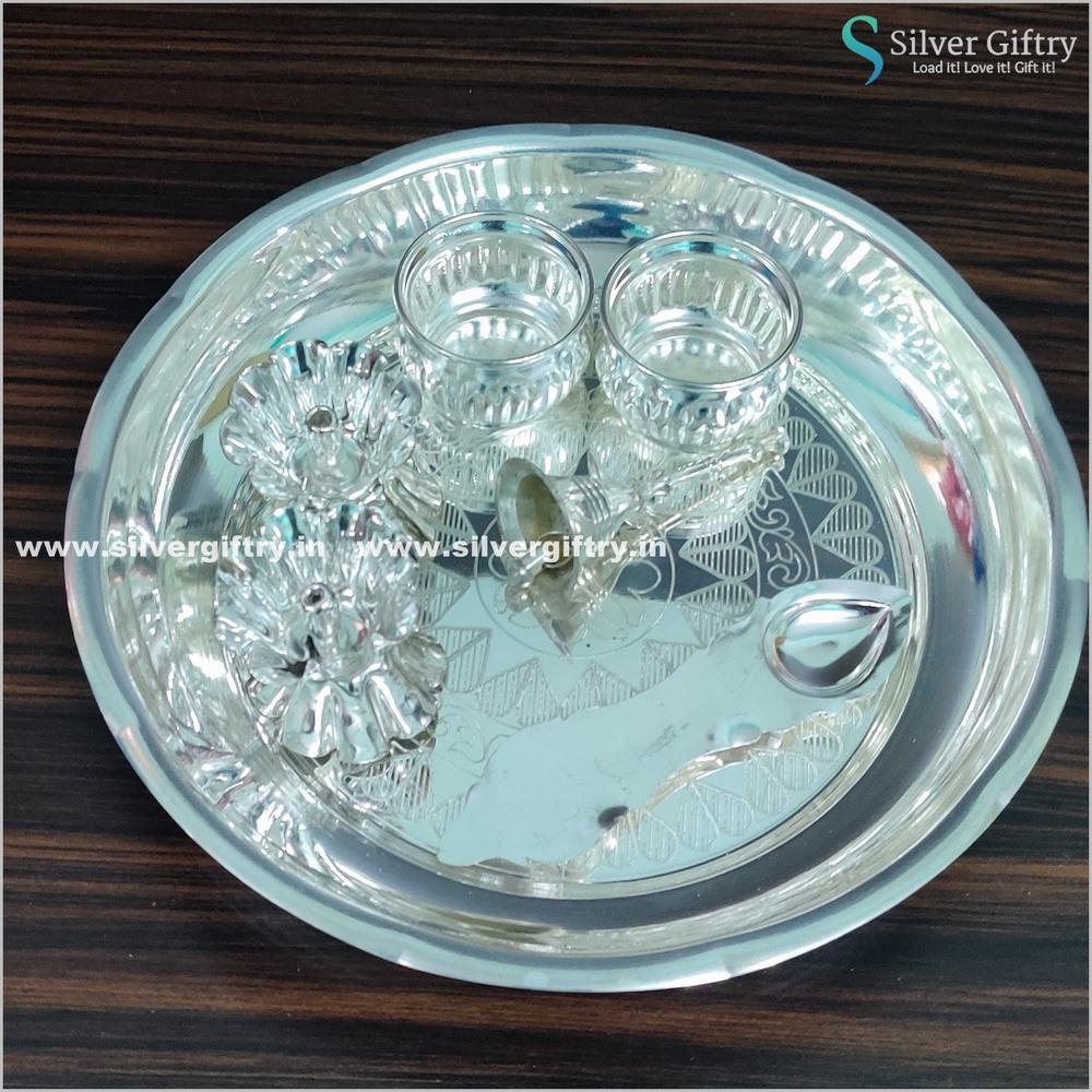 8" German Silver Pooja thali | Silver Giftry | SGT20K508