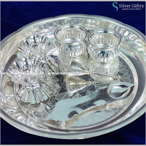 8" German Silver Pooja thali | Silver Giftry | SGT20K507