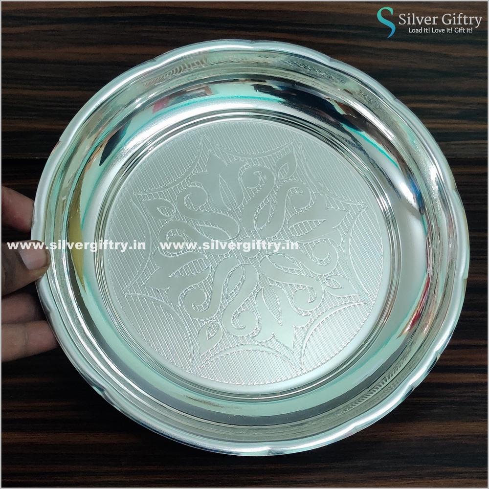 8" German Silver Pooja thali | Silver Giftry | SGT20K509