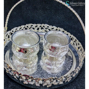 8" German Silver Pooja thali | Silver Giftry | SGT20K515