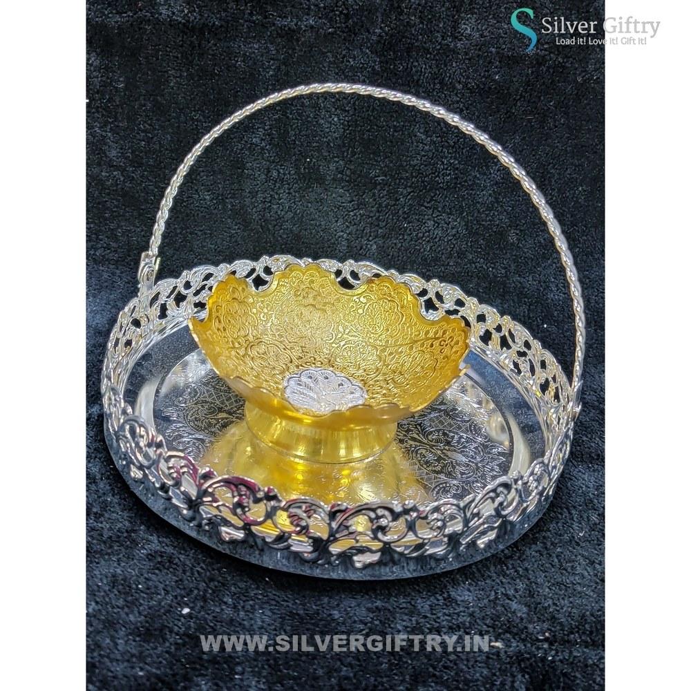 8" German Silver Pooja thali | Silver Giftry | SGT20K516