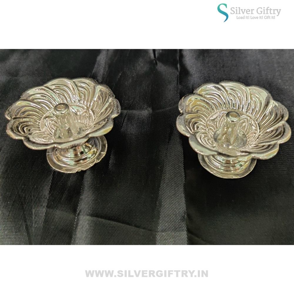 German Silver Devdas Deepam 2" Pair | Silver Giftry | SGT20K534