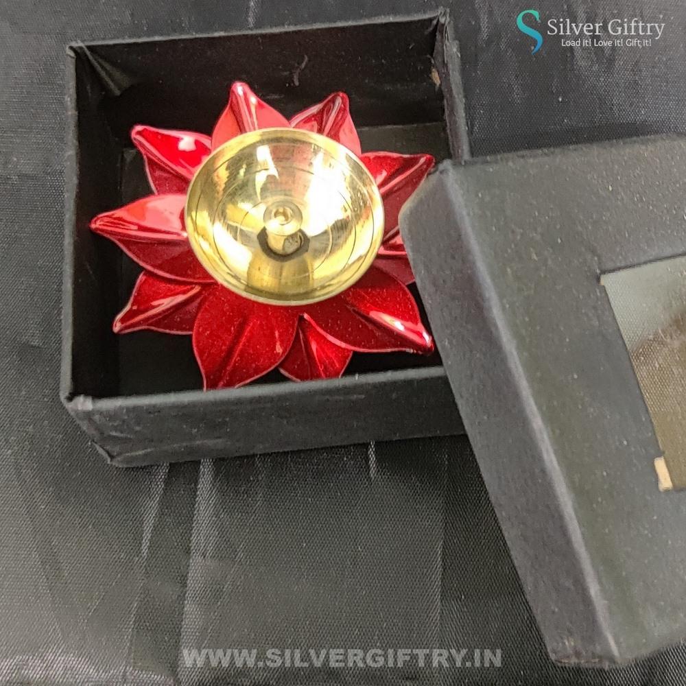 Brass Antique Diya 3.5" ( Red) | Silver Giftry | SGT20K575