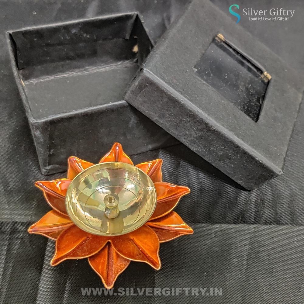 Brass Antique Diya 3.5" ( Orange) | Silver Giftry | SGT20K576