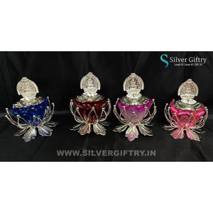 German Silver Kamala Lakshmi Diya Set 3" (Set Of 4 Colours) | Silver Giftry | SGT20K585
