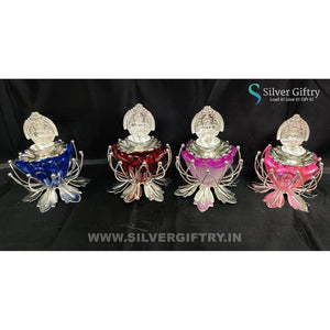 German Silver Kamala Lakshmi Diya Set 3" (Set Of 4 Colours) | Silver Giftry | SGT20K585