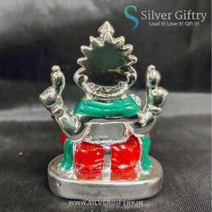 2.5" German Silver Ganesh Idol For Pooja | Red | Silver Giftry | SGT20K590
