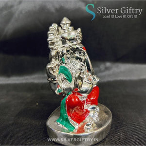 2.5" German Silver Ganesh Idol For Pooja | Red | Silver Giftry | SGT20K590