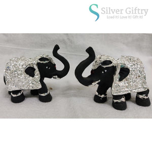 2" Coated Silver Elephant Idol Pair | Black | Silver Giftry | SGT20K593