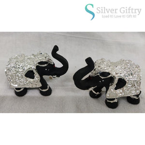 2" Coated Silver Elephant Idol Pair | Black | Silver Giftry | SGT20K593