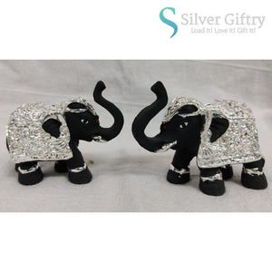 2" Coated Silver Elephant Idol Pair | Black | Silver Giftry | SGT20K593