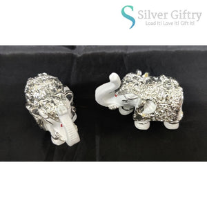 2" Coated Silver Elephant Idol Pair | White | Silver Giftry | SGT20K594