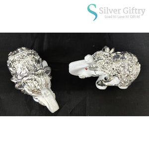 2" Coated Silver Elephant Idol Pair | White | Silver Giftry | SGT20K594