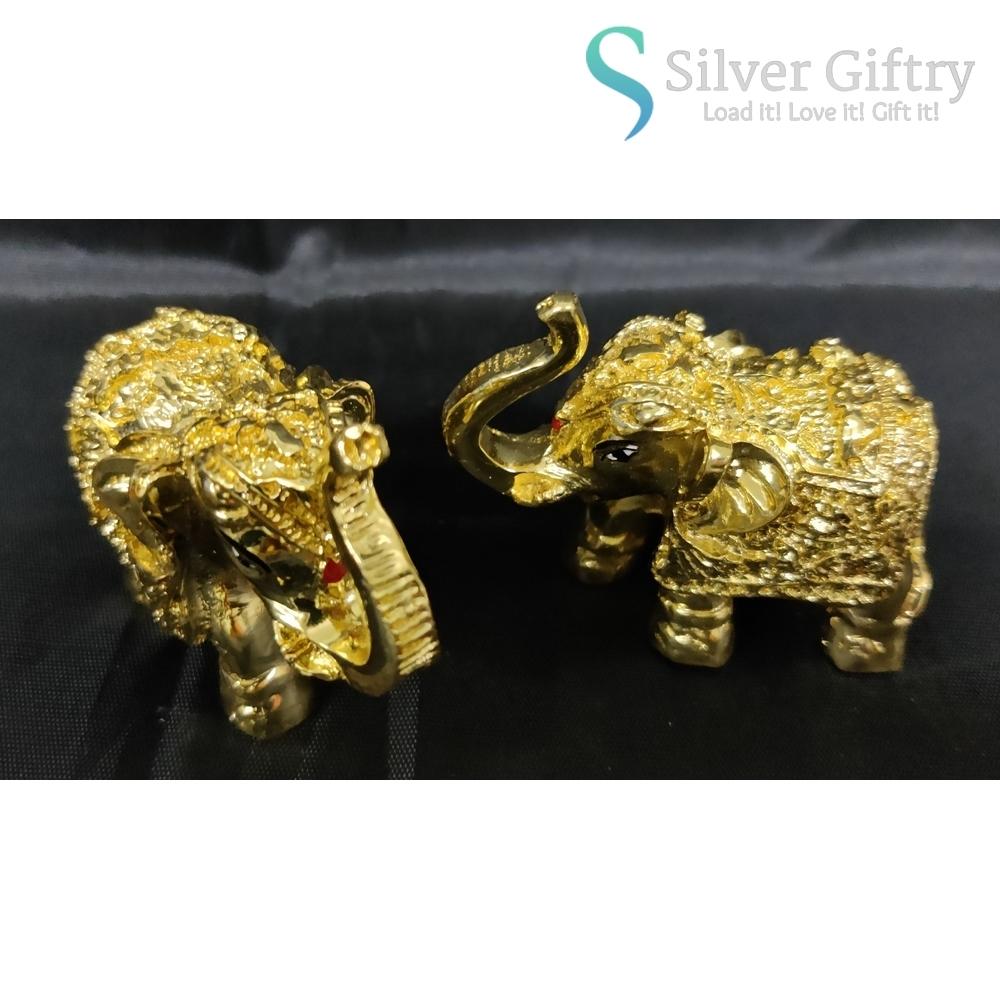2" Gold Coated Elephant Idol Pair | Gold | Silver Giftry | SGT20K595