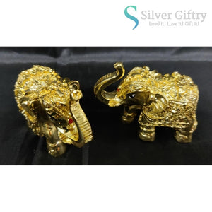 2" Gold Coated Elephant Idol Pair | Gold | Silver Giftry | SGT20K595