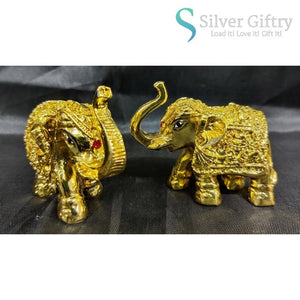 2" Gold Coated Elephant Idol Pair | Gold | Silver Giftry | SGT20K595