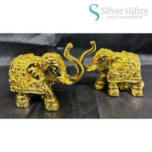 2" Gold Coated Elephant Idol Pair | Gold | Silver Giftry | SGT20K595