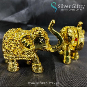 2" Gold Coated Elephant Idol Pair | Gold | Silver Giftry | SGT20K595