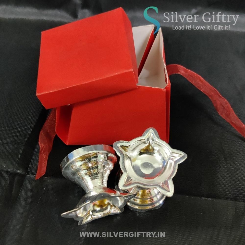 2" Star Diya For Pooja (Silver) | A Pair In The Box | Silver Giftry | SGT20K598