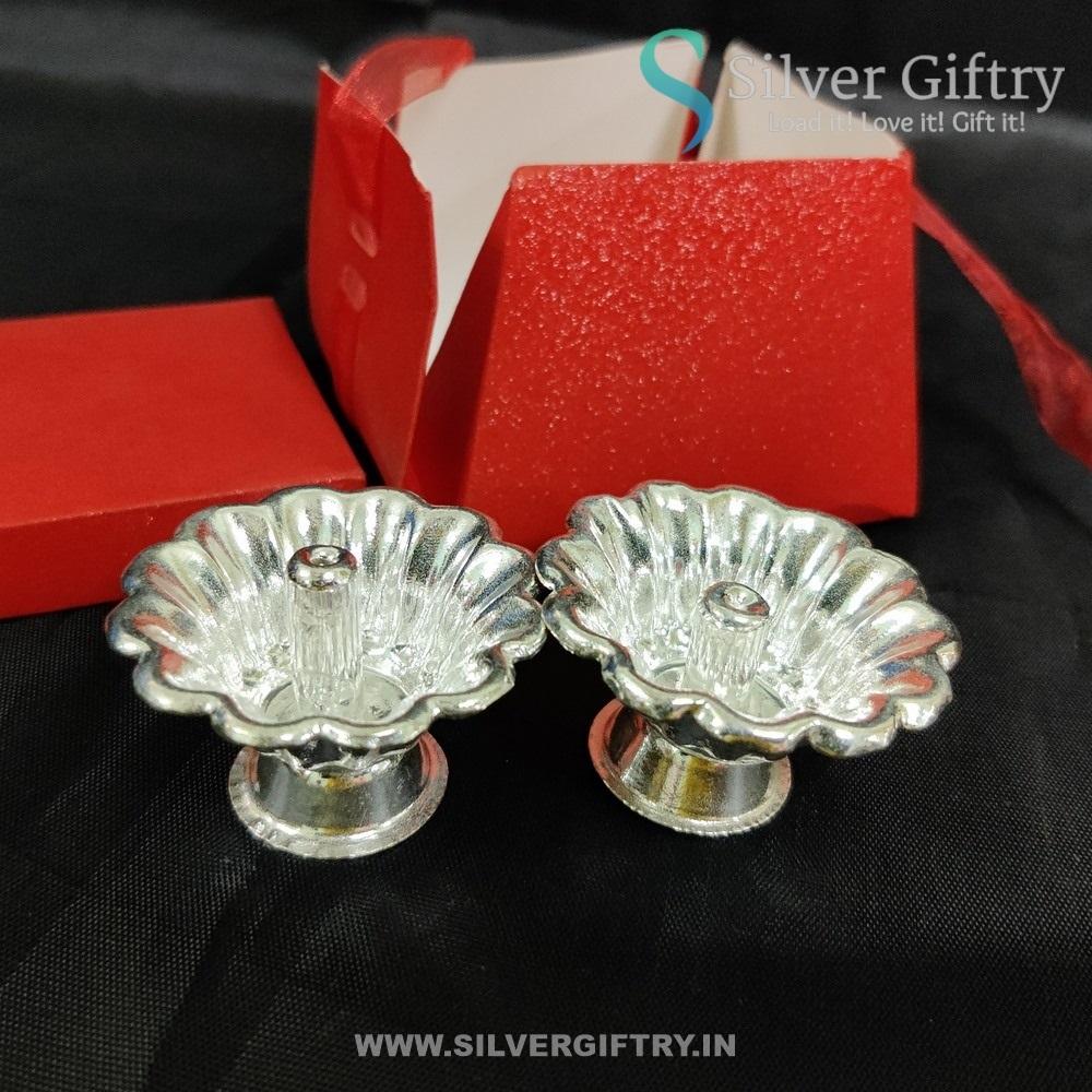 German Silver Devdas Diya Pair | Silver Giftry | SGT20K606
