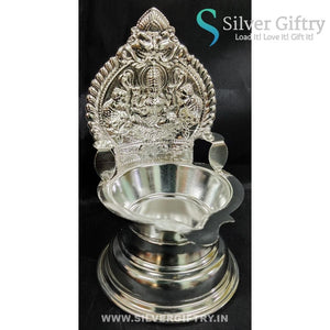 German Silver Lakshmi Kamakshi Diya Big 7" | Silver Giftry | SGT20K608