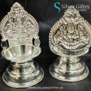 German Silver Lakshmi Kamakshi Diya Big 7" | Silver Giftry | SGT20K608