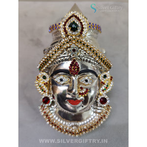 German Silver Lakshmi Face 6" With Stone Works | SGT20K620 | Silver Giftry