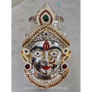 German Silver Lakshmi Face 6" With Stone Works | SGT20K620 | Silver Giftry