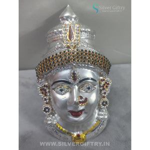 German Silver Lakshmi Pearl Finish Face 7" With Stones | SGT20K624 | Silver Giftry
