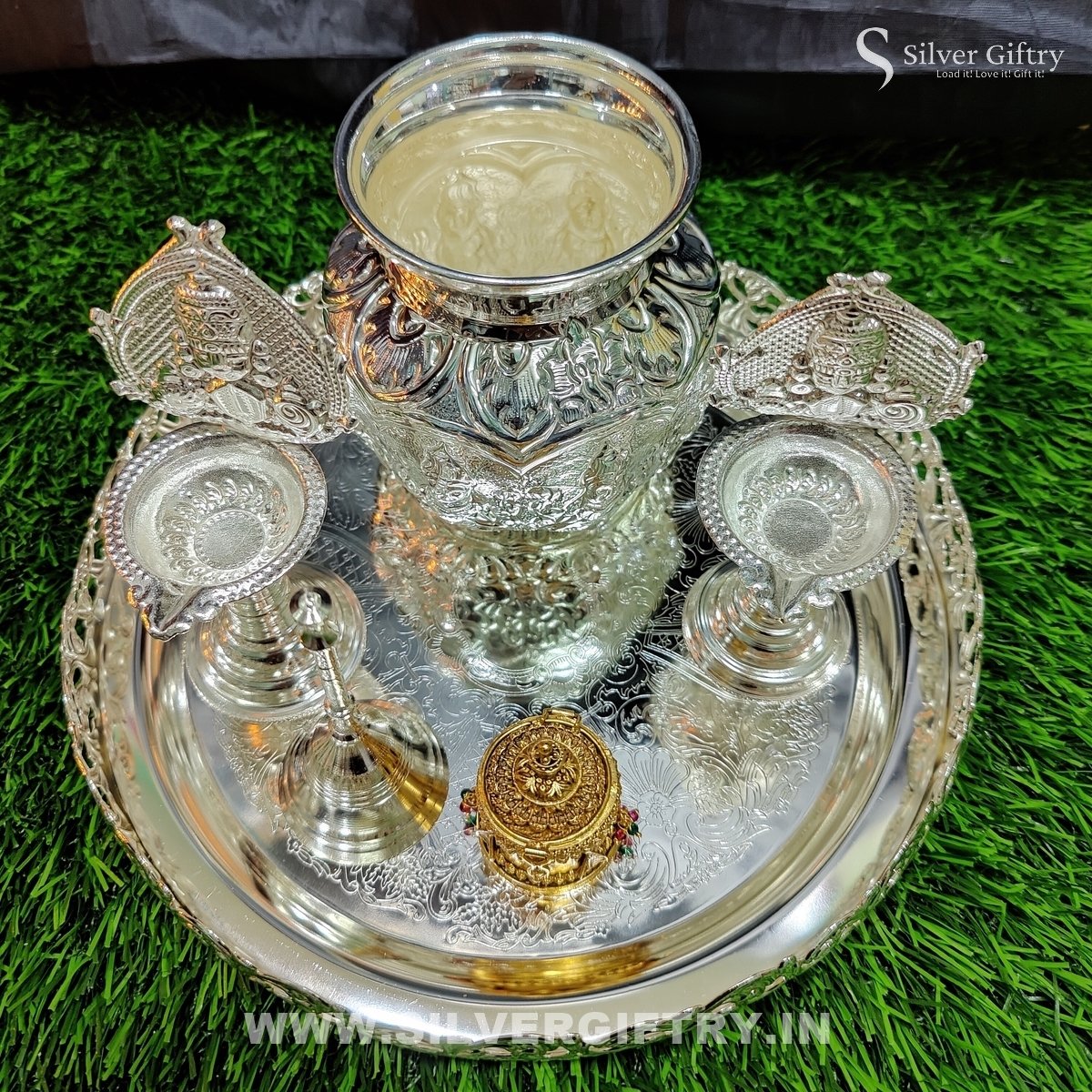 Imported German Silver Festival Special Pooja Set