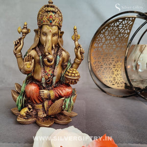 Imported Silver Giftry Kamal Ganesh Idol 10" | Silver Giftry | SGT20K640