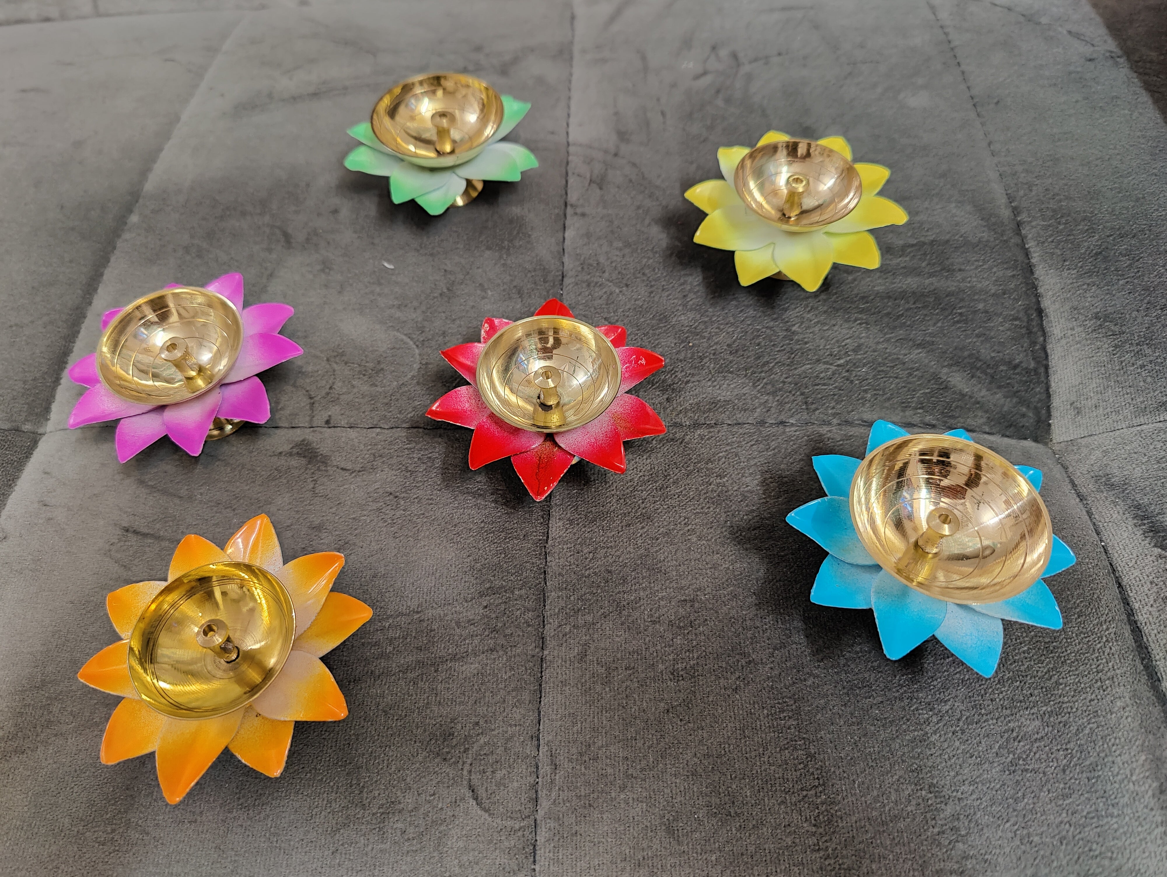 Brass Lotus diya set of 6 pcs
