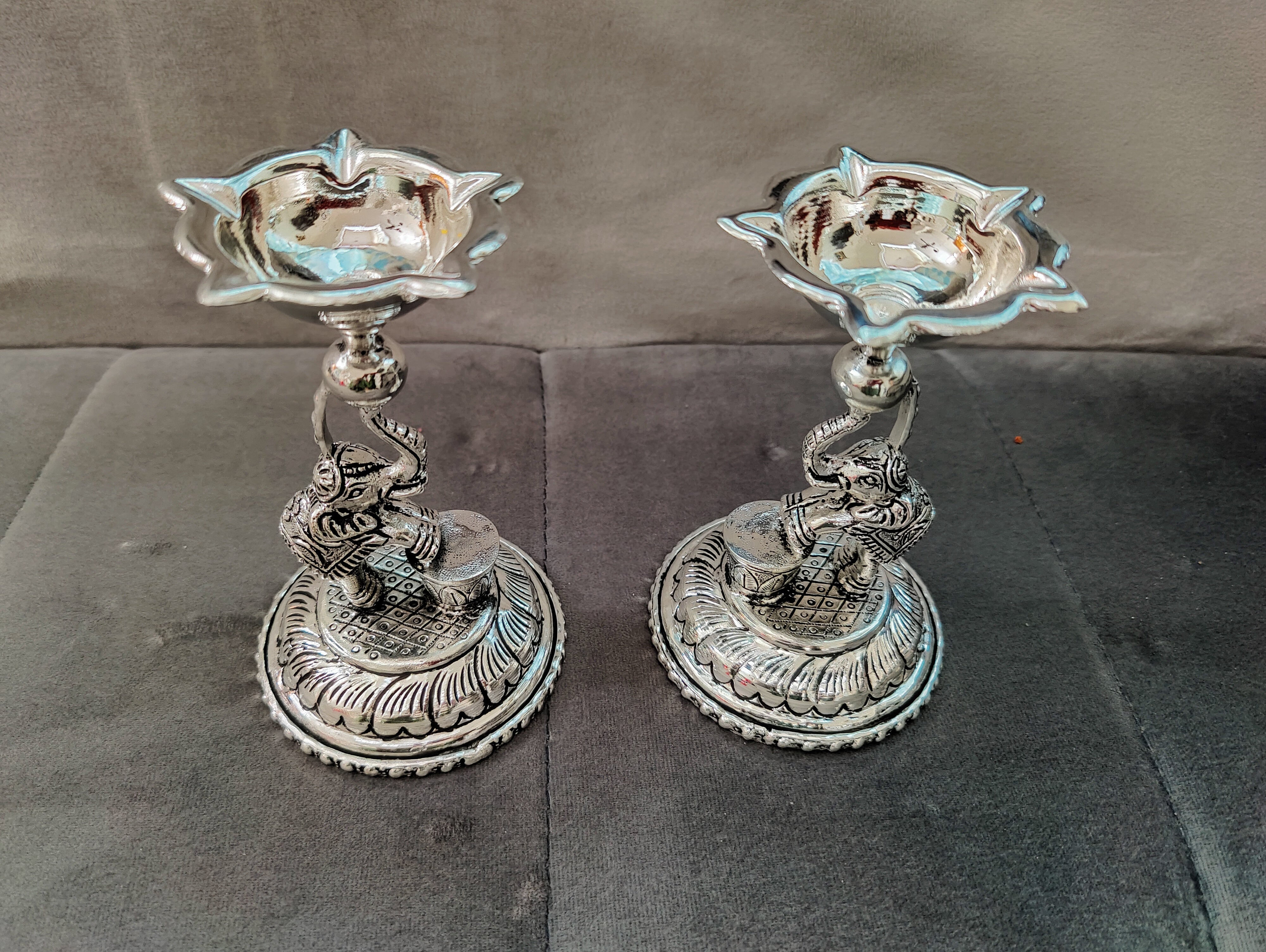 Antique G.S fancy elephant diya 6"