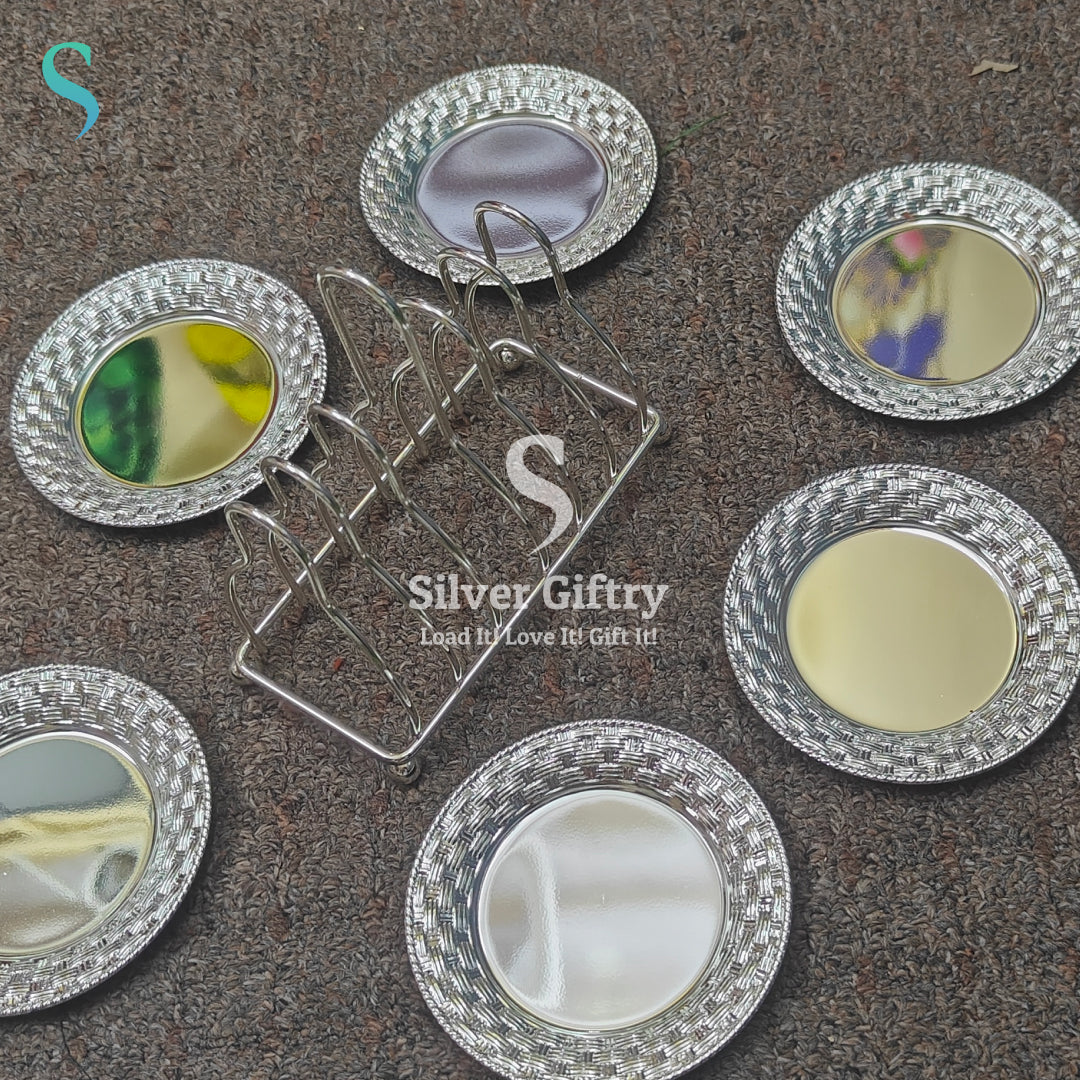 Imported snack plates set of 5 with stand