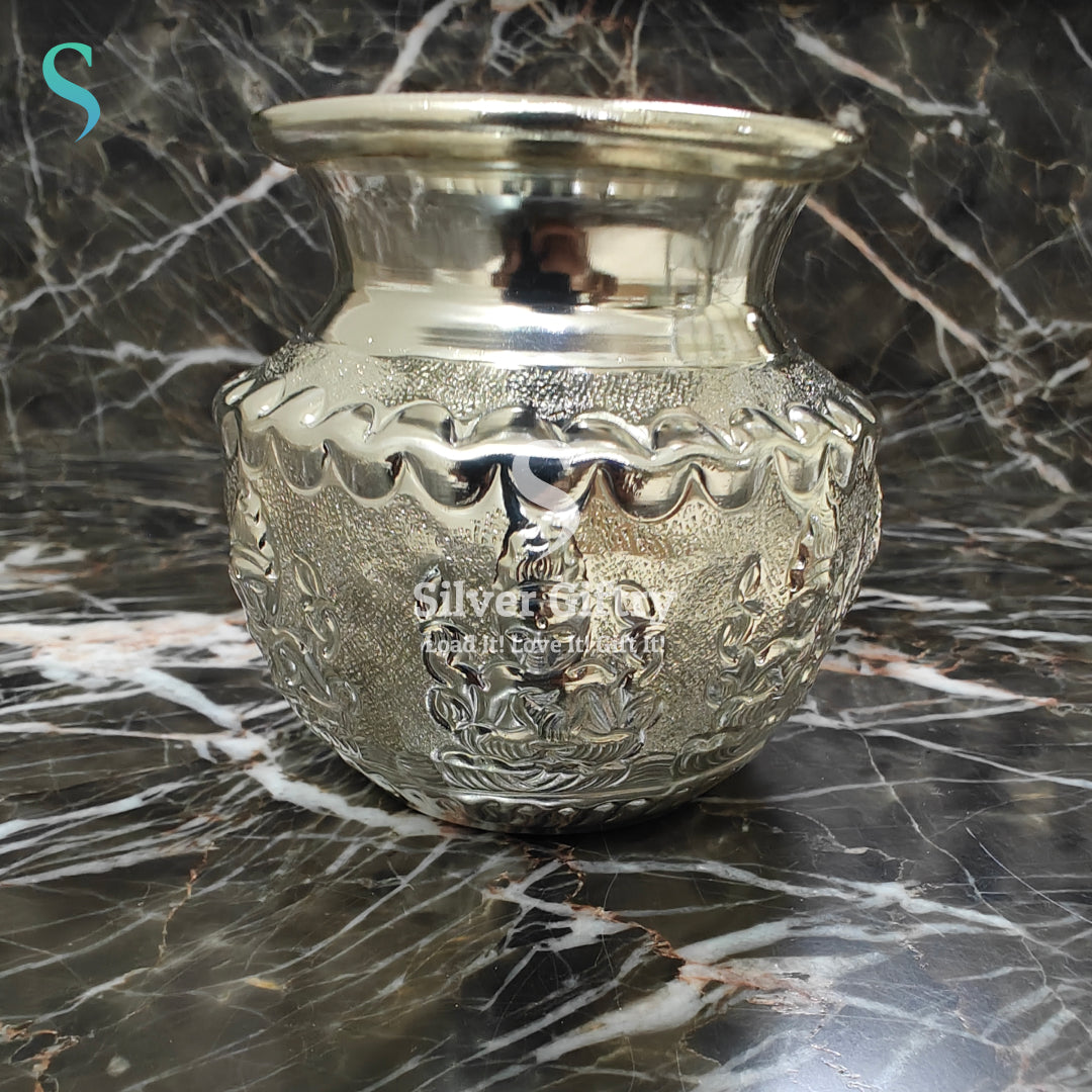 German silver 3D Lakshmi kalsha 3.5"