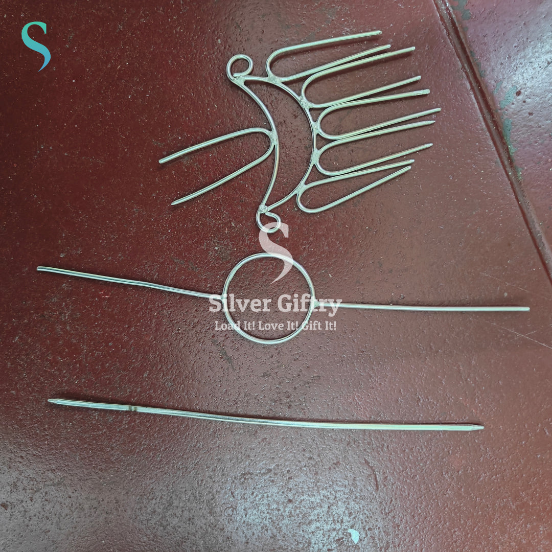 German silver coconut pins set of 3