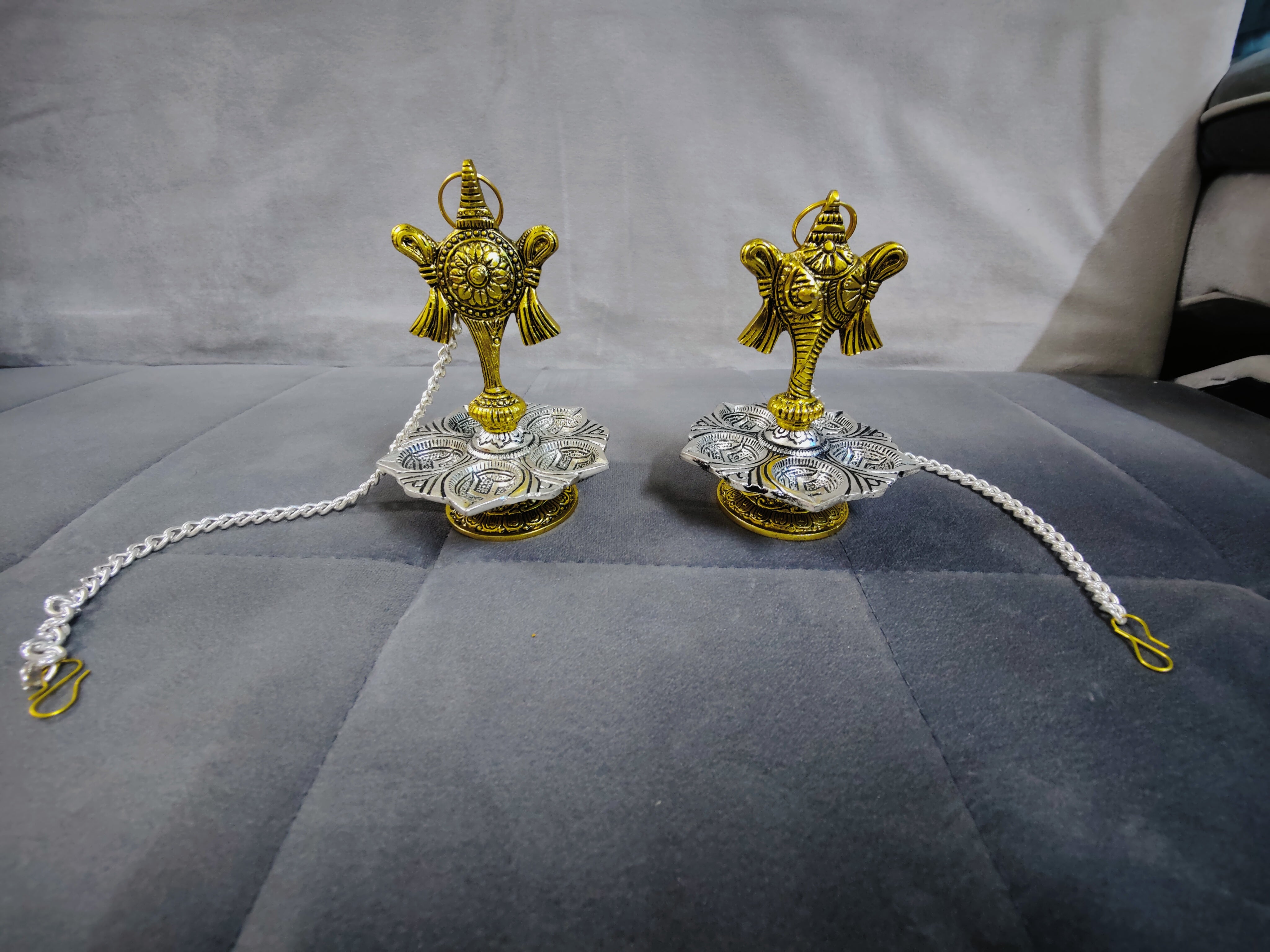 GS Shanku Chakra Hanging Diya 15" - Combo Pair