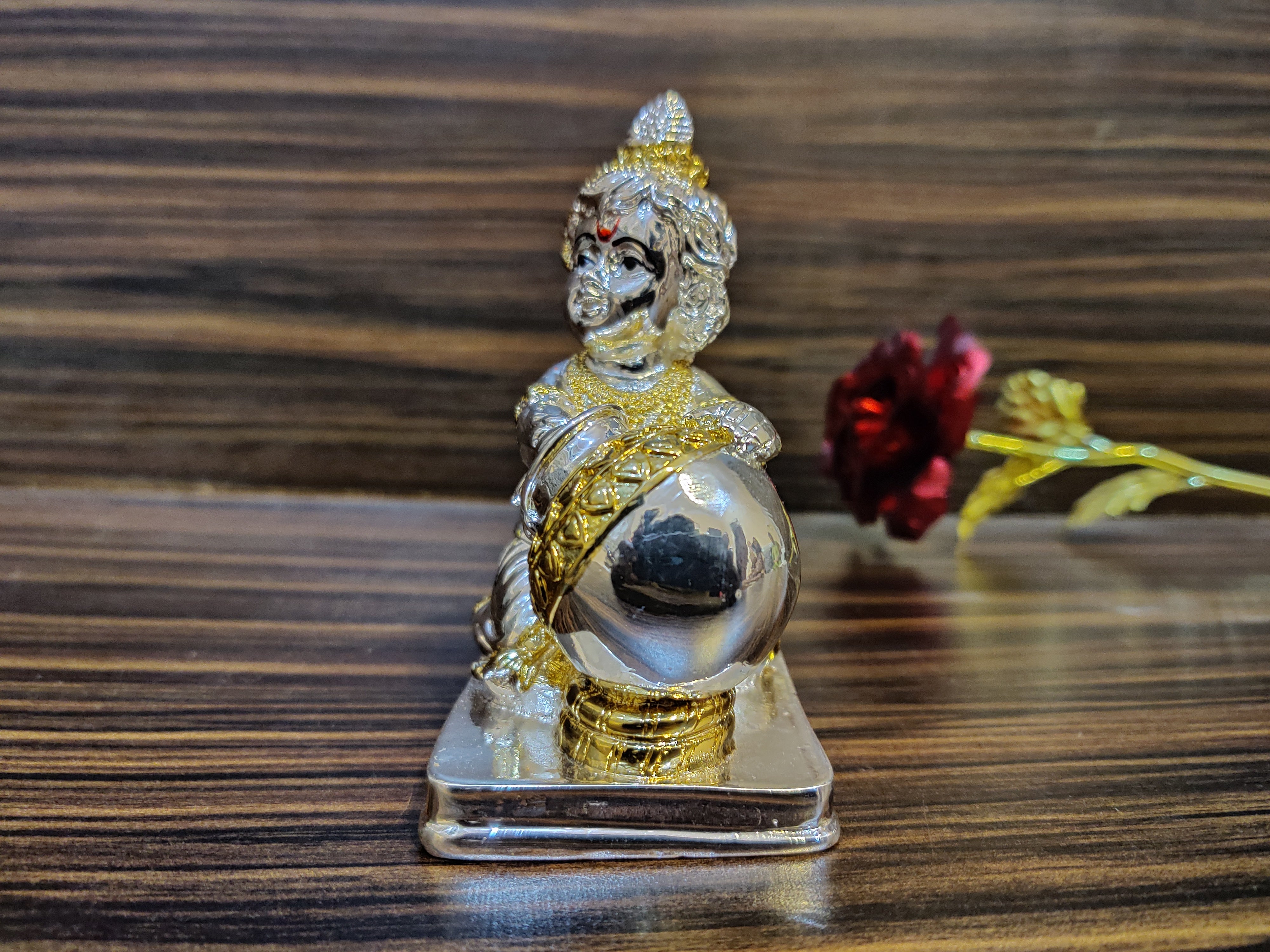 24kr Gold Coated Pot Krishna Idol 4"