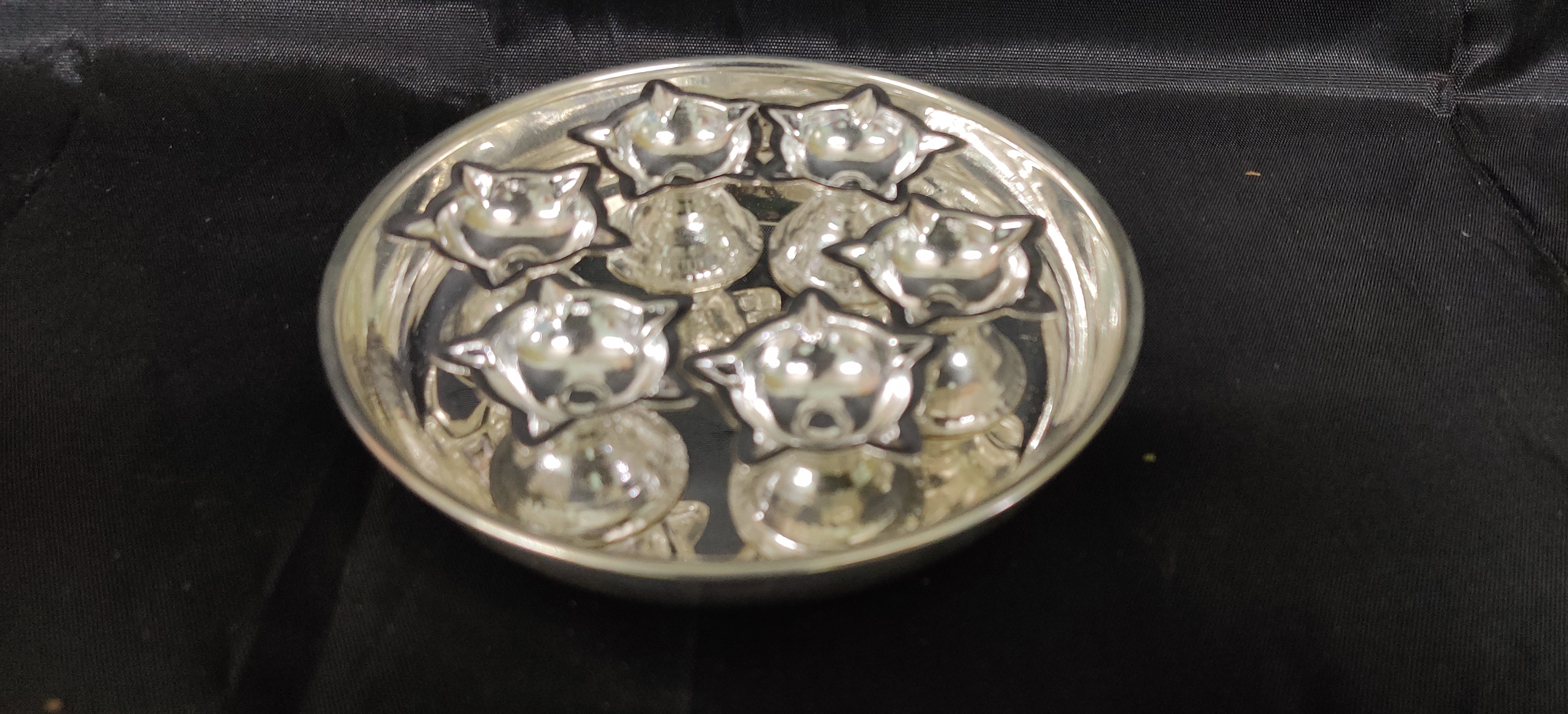 German Silver Plate With Diyas 6 Pc's