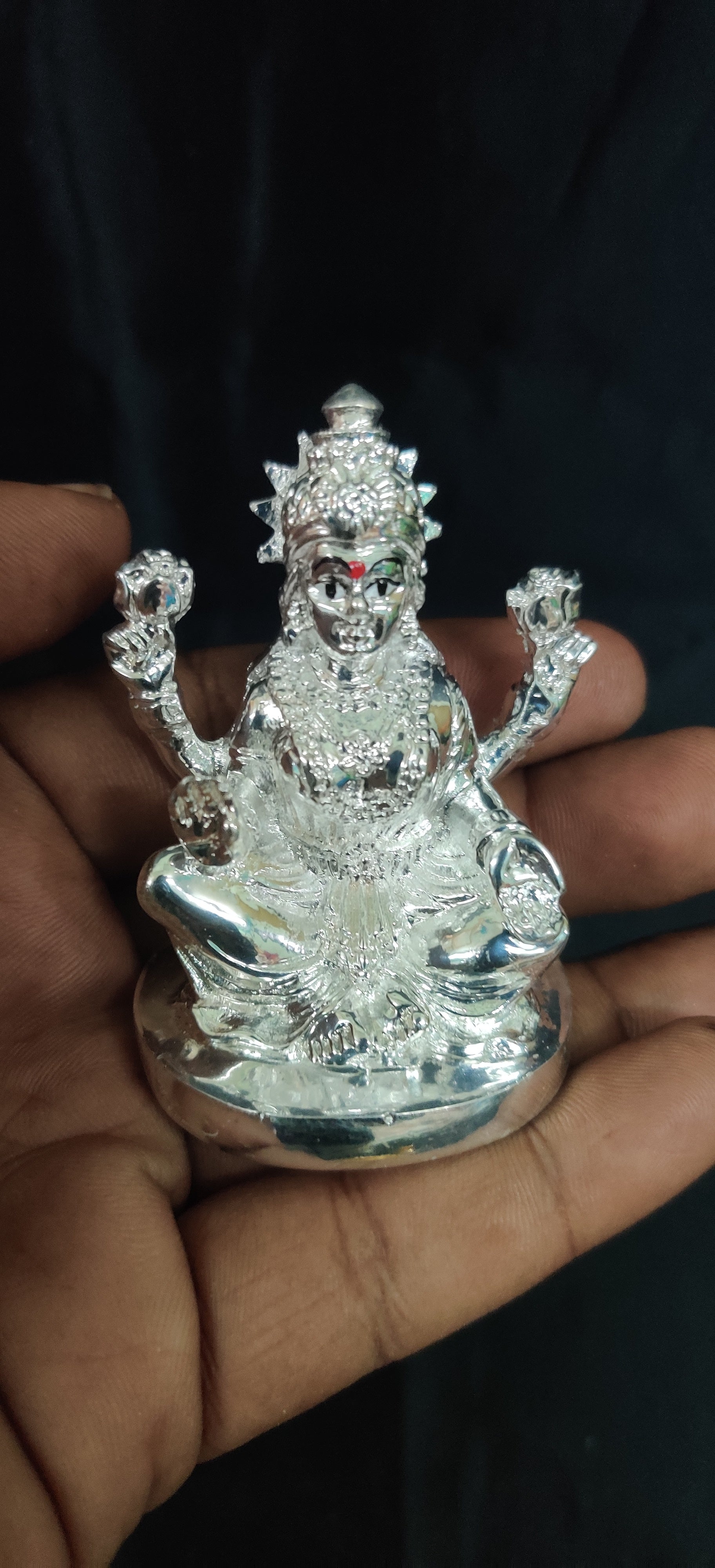Silver Coated Lakshmi Idol 2.5"