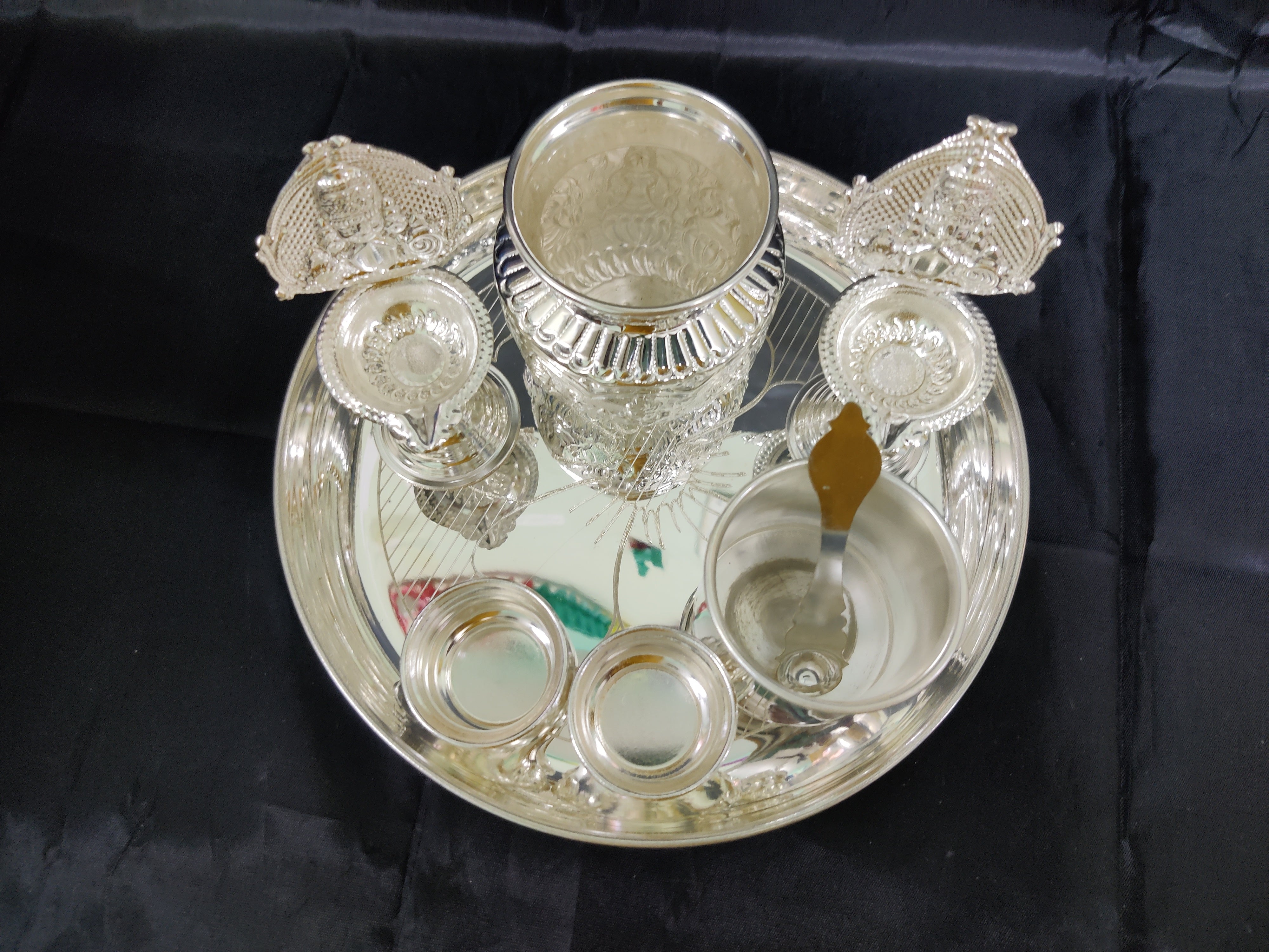 German Silver Pooja Thali With Balaji Diya