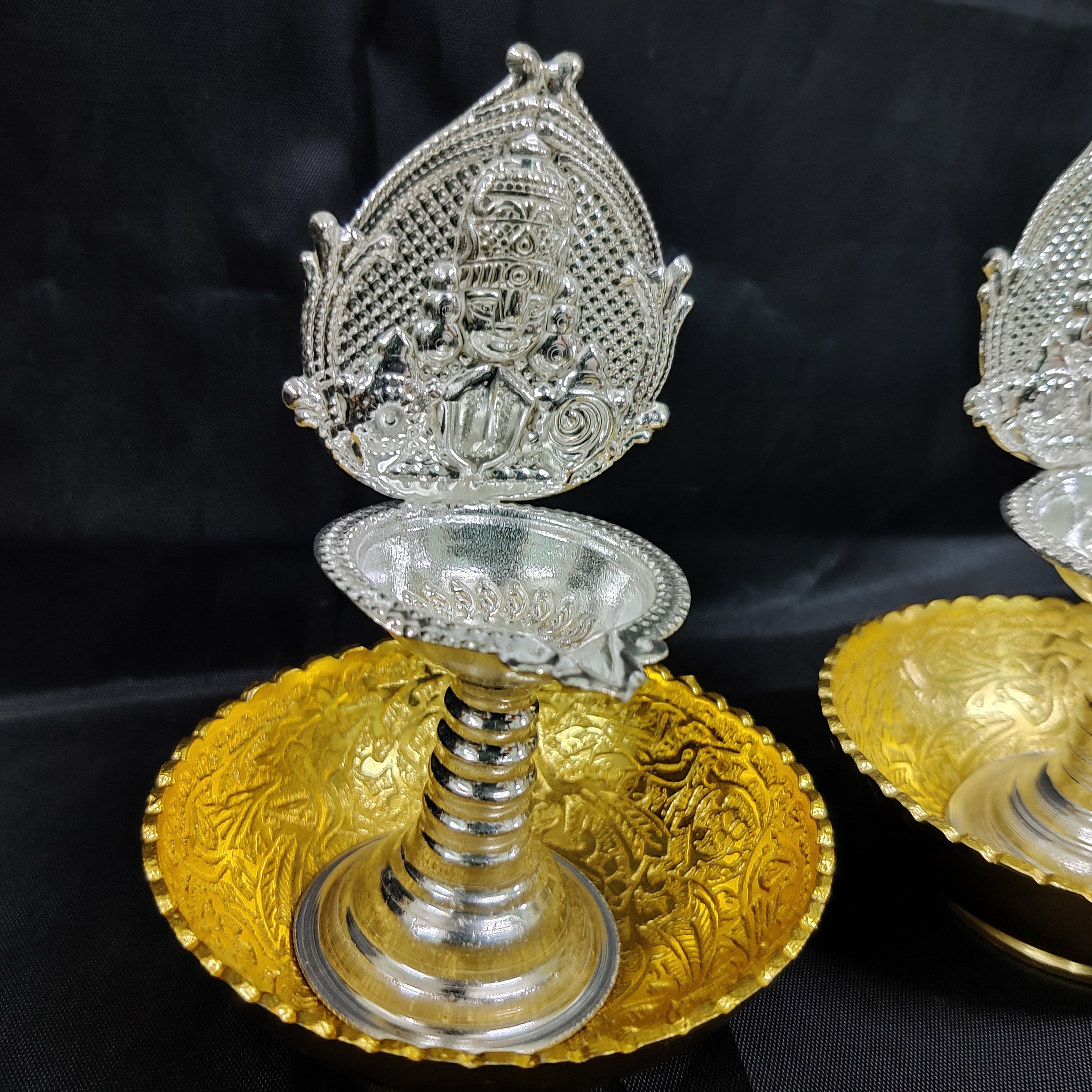 German Silver Balaji Diya With 4inch Bowls